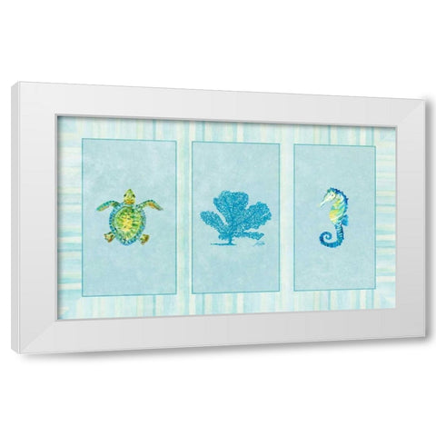 Sealife Rectangle IV White Modern Wood Framed Art Print by DeRice, Julie