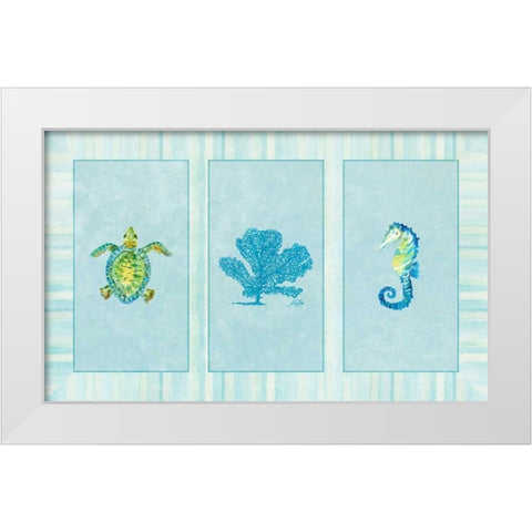 Sealife Rectangle IV White Modern Wood Framed Art Print by DeRice, Julie