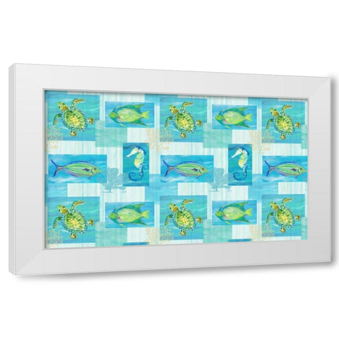 Sealife Rectangle V White Modern Wood Framed Art Print by DeRice, Julie
