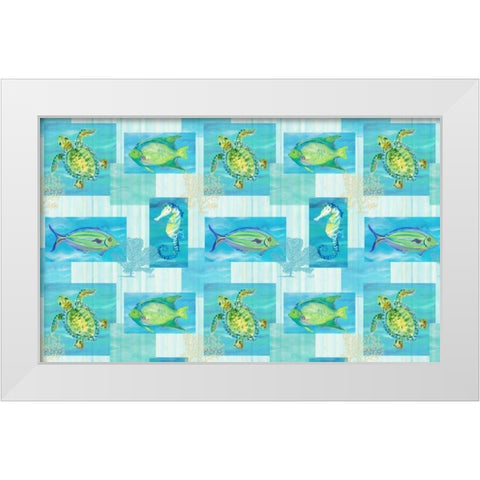 Sealife Rectangle V White Modern Wood Framed Art Print by DeRice, Julie