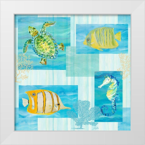 Sealife Pattern II White Modern Wood Framed Art Print by DeRice, Julie