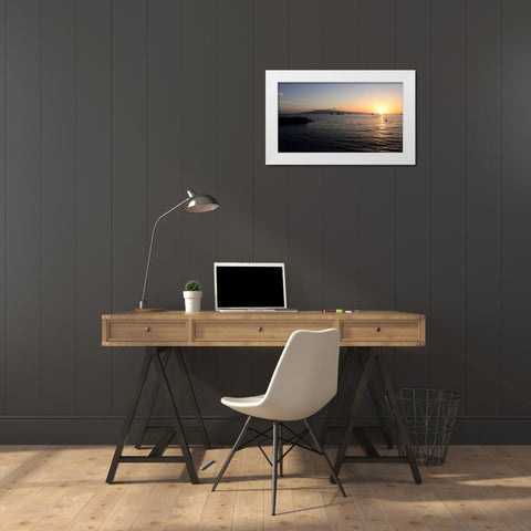 Sunset At The Bay White Modern Wood Framed Art Print by Nawrocke, Bruce