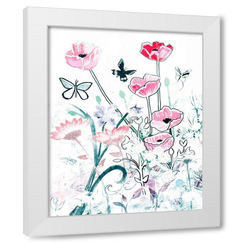 All White Garden White Modern Wood Framed Art Print by Maria, Robin