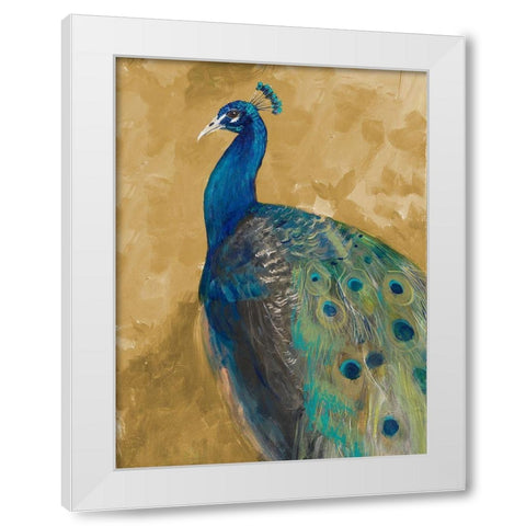 Royal Plume on Gold White Modern Wood Framed Art Print by Maria, Robin