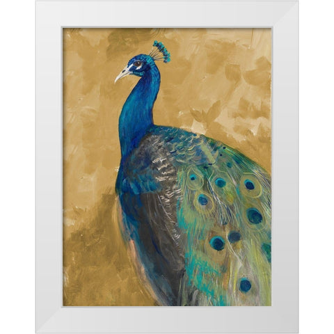 Royal Plume on Gold White Modern Wood Framed Art Print by Maria, Robin