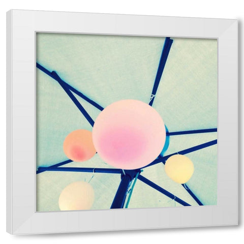 Balloons Border White Modern Wood Framed Art Print by Saghini, Lisa Hill