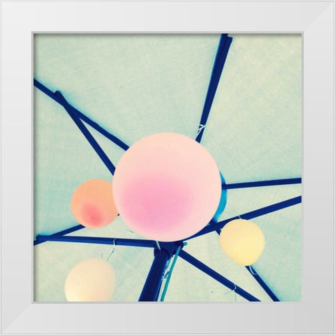 Balloons Border White Modern Wood Framed Art Print by Saghini, Lisa Hill