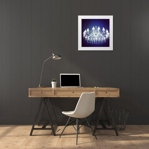 Chandelier Border White Modern Wood Framed Art Print by Saghini, Lisa Hill