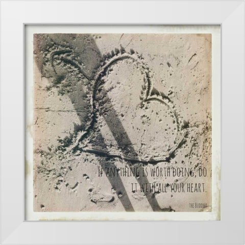 Shadow Hearts Buddha White Modern Wood Framed Art Print by Saghini, Lisa Hill