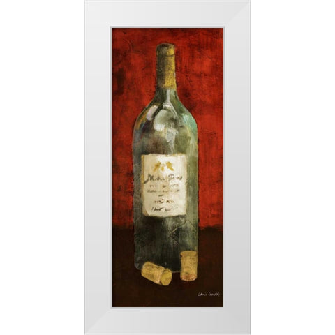 Red Wine and Cork II (red background) White Modern Wood Framed Art Print by Loreth, Lanie