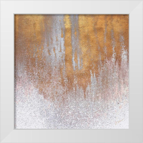 Gold Summer Woods Square White Modern Wood Framed Art Print by Mercado, M.