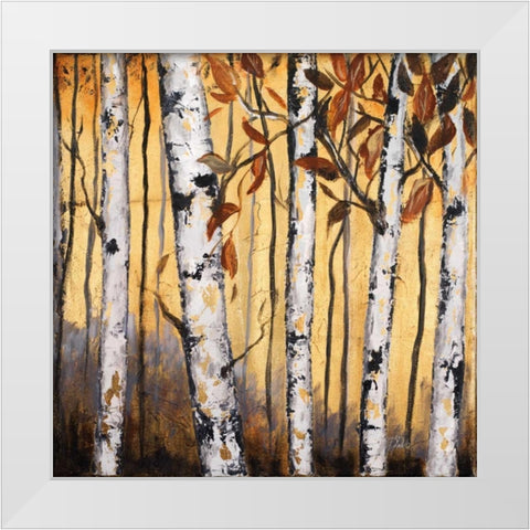 Birchwood Trees on Gold II White Modern Wood Framed Art Print by Pinto, Patricia
