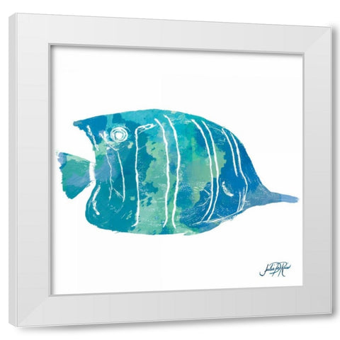 Watercolor Fish in Teal III White Modern Wood Framed Art Print by DeRice, Julie