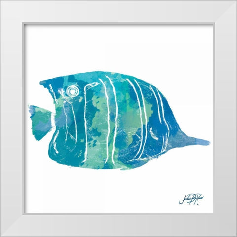 Watercolor Fish in Teal III White Modern Wood Framed Art Print by DeRice, Julie