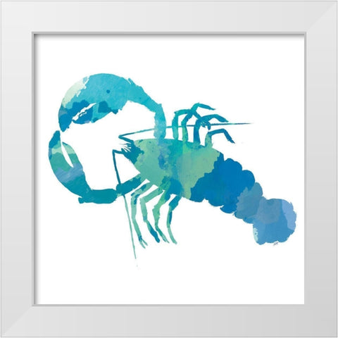 Watercolor Lobster in Teal White Modern Wood Framed Art Print by DeRice, Julie