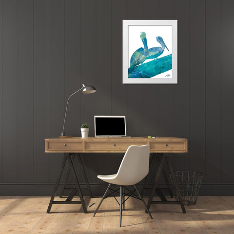 Watercolor Pelican II White Modern Wood Framed Art Print by DeRice, Julie