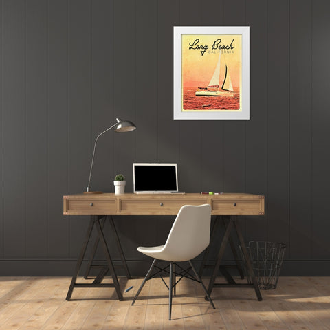 Long Beach, California White Modern Wood Framed Art Print by Mansfield, Kathy