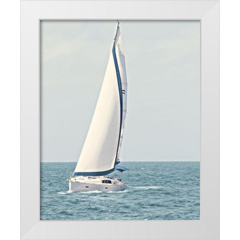 Sailboat in the Ocean White Modern Wood Framed Art Print by Mansfield, Kathy