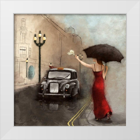 London Streets I White Modern Wood Framed Art Print by SD Graphics Studio