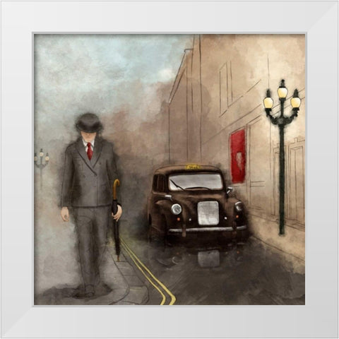 London Streets II White Modern Wood Framed Art Print by SD Graphics Studio