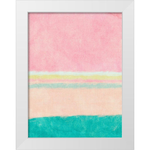 Rectangle Beach Blocks of Color I White Modern Wood Framed Art Print by SD Graphics Studio