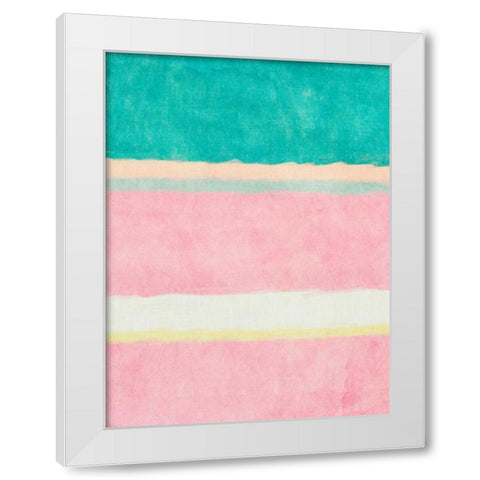 Rectangle Beach Blocks of Color II White Modern Wood Framed Art Print by SD Graphics Studio