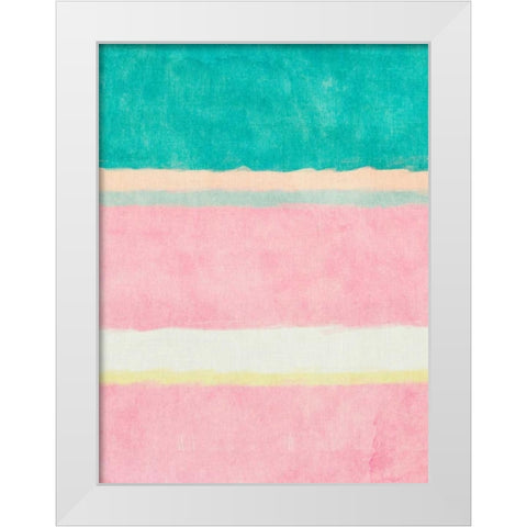 Rectangle Beach Blocks of Color II White Modern Wood Framed Art Print by SD Graphics Studio