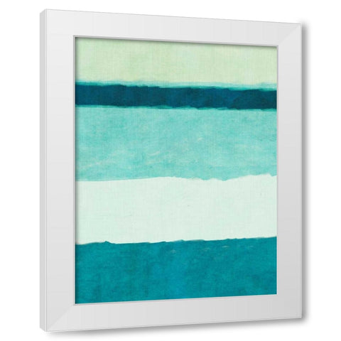 Rectangle Teal Blocks of Color II White Modern Wood Framed Art Print by SD Graphics Studio