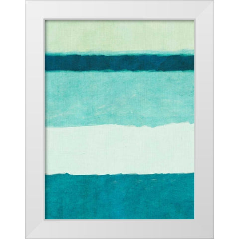 Rectangle Teal Blocks of Color II White Modern Wood Framed Art Print by SD Graphics Studio