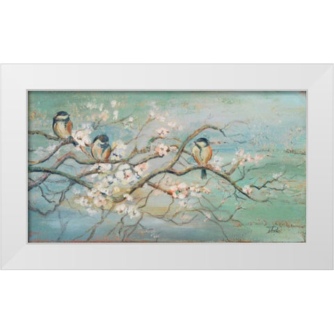 Spring Branch with Birds White Modern Wood Framed Art Print by Pinto, Patricia