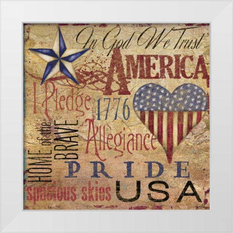 America Typography II White Modern Wood Framed Art Print by Medley, Elizabeth