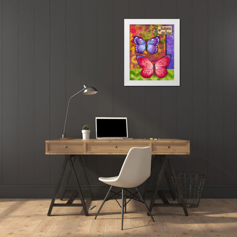 Butterflies Double II White Modern Wood Framed Art Print by Medley, Elizabeth