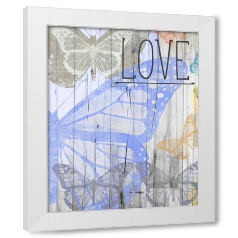 Butterfly Garden Love White Modern Wood Framed Art Print by Meneely, Dan