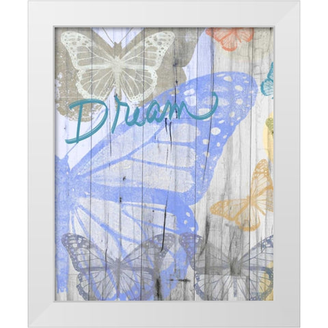 Butterfly Garden Dream White Modern Wood Framed Art Print by Meneely, Dan