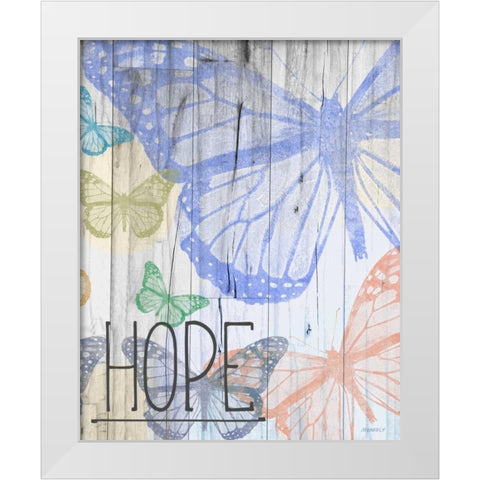 Butterfly Garden Hope White Modern Wood Framed Art Print by Meneely, Dan