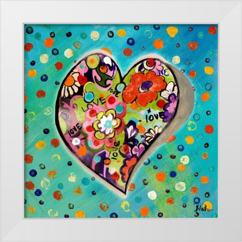 Neon Hearts of Love III White Modern Wood Framed Art Print by Pinto, Patricia
