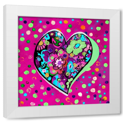 Neon Hearts of Love II White Modern Wood Framed Art Print by Pinto, Patricia