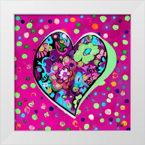 Neon Hearts of Love II White Modern Wood Framed Art Print by Pinto, Patricia