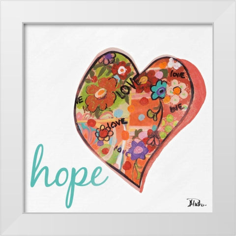 Hearts of Love and Hope I White Modern Wood Framed Art Print by Pinto, Patricia