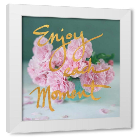 Enjoy Each Moment White Modern Wood Framed Art Print by Gardner, Sarah