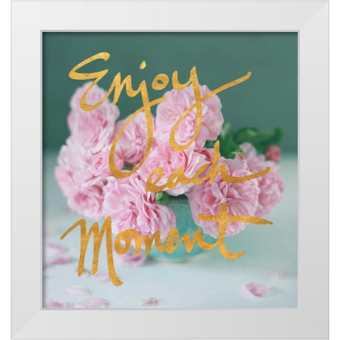 Enjoy Each Moment White Modern Wood Framed Art Print by Gardner, Sarah