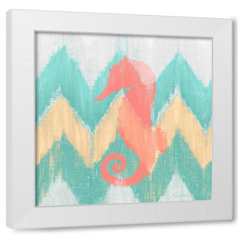 Sea Creature on Chevron II White Modern Wood Framed Art Print by Edwins, Hugo