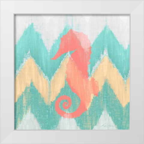 Sea Creature on Chevron II White Modern Wood Framed Art Print by Edwins, Hugo
