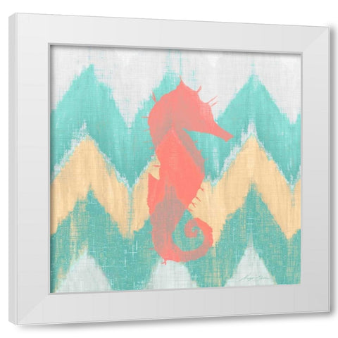 Sea Creature on Chevron I White Modern Wood Framed Art Print by Edwins, Hugo