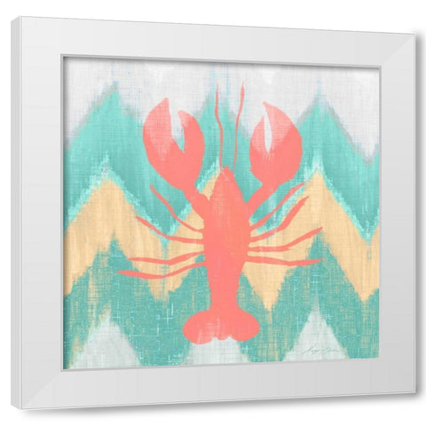 Sea Creature on Chevron IV White Modern Wood Framed Art Print by Edwins, Hugo
