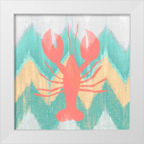 Sea Creature on Chevron IV White Modern Wood Framed Art Print by Edwins, Hugo