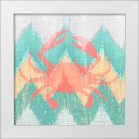 Sea Creature on Chevron III White Modern Wood Framed Art Print by Edwins, Hugo