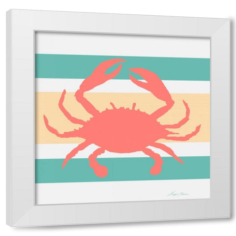 Sea Creature on Stripes I White Modern Wood Framed Art Print by Edwins, Hugo