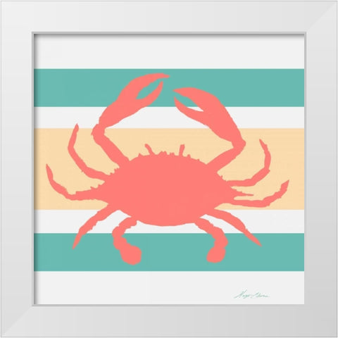 Sea Creature on Stripes I White Modern Wood Framed Art Print by Edwins, Hugo