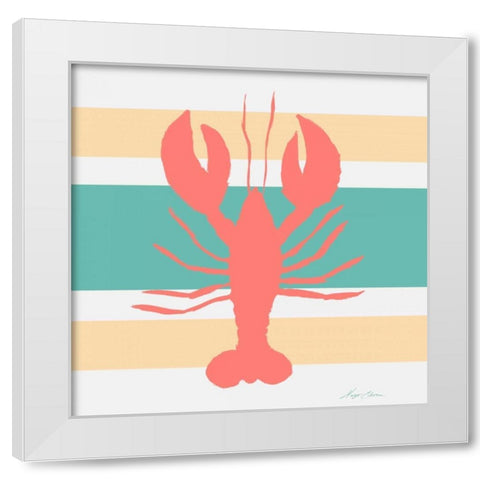 Sea Creature on Stripes II White Modern Wood Framed Art Print by Edwins, Hugo